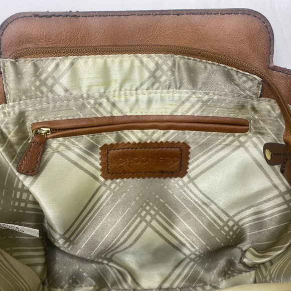 London Fog Brown Leather Hand or Shoulder Bag w/Adjustable & Removable Strap - Picture 10 of 15